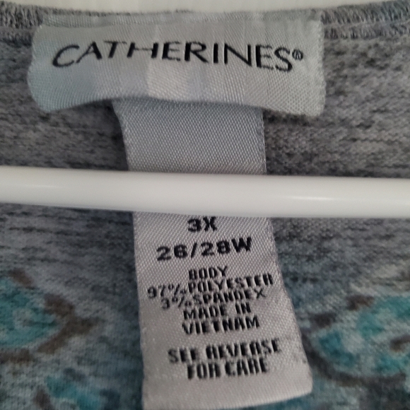 Catherine Paisley Print Asymmetrical 3/4 Sleeve Rhinestone Womans Blouse, Size3X - Picture 4 of 6